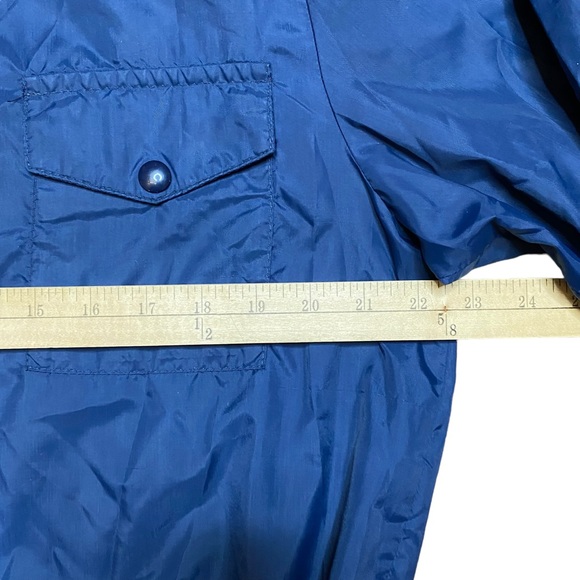 Vintage Pullover Wind Jacket M Navy Blue Talon Zipper Unbranded 80s Crew Neck - Picture 9 of 10